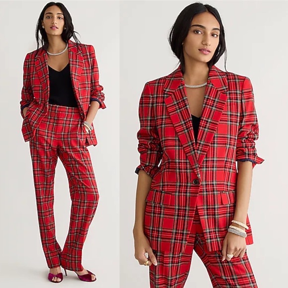 J. Crew Jackets & Blazers - J. Crew Womens Willa Good Tidings Red Plaid Tartan Stretch Wool Blazer NEW